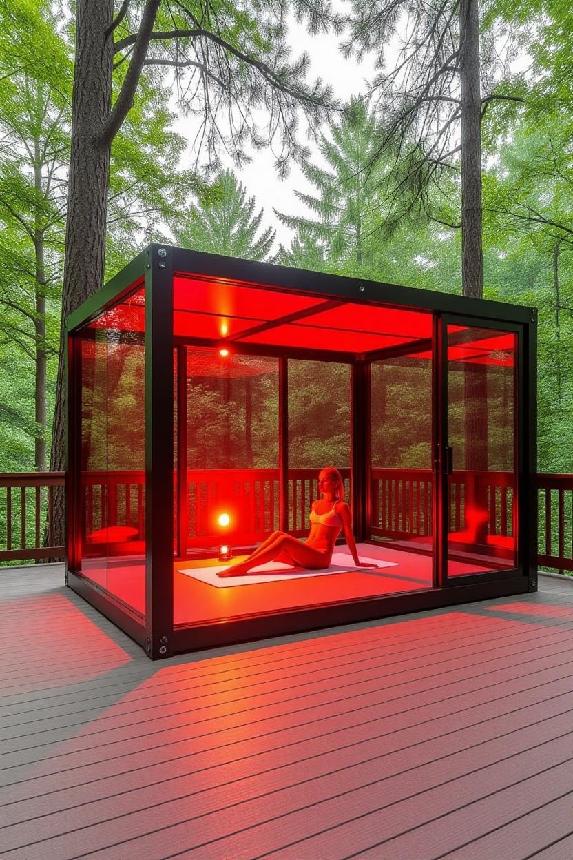 Peaceful yoga practice with natural therapeutic light filtering